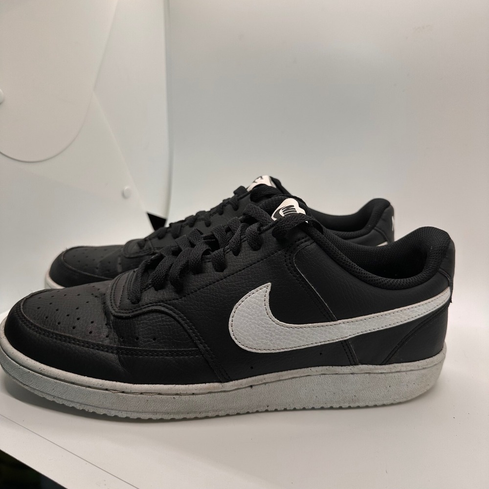 Nike Court Vision Low Sneakers Black White Leather Athletic Sneaker Shoes 10.5 - Picture 5 of 12